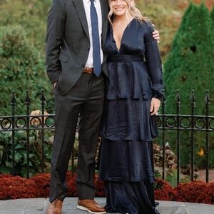 Lulus Tier for Love Navy Blue Dresss/Wedding Guest Tier Dress